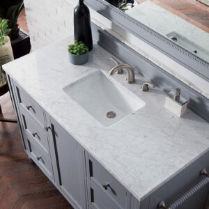 James Martin 301-V48-SL-3CAR Copper Cove Encore 48 Inch Single Vanity in Silver Gray with 3 cm Carrara Marble Top