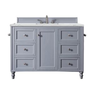 James Martin 301-V48-SL-3ENC Copper Cove Encore 48 Inch Single Vanity Cabinet with Ethereal Noctis Quartz Top - Silver Gray