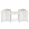 James Martin 301-V86-BW-DU-3EMR Copper Cove Encore 86 Inch Double Vanity Set in Bright White with Makeup Table and 3 CM Eternal Marfil Quartz Top