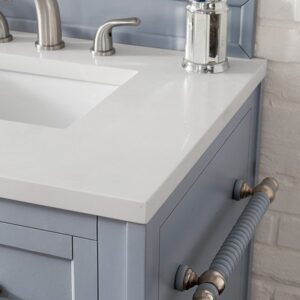 James Martin 301-V86-SL-DU-3CAR Copper Cove Encore 90 Inch Double Vanity Set in Silver Gray with Makeup Table with 3 cm Carrara Marble Top