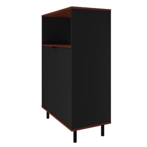 Manhattan Comfort Mosholu Accent Cabinet with 3 Shelves in Black and Nut Brown