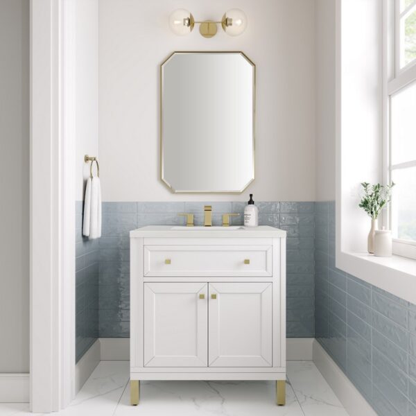 James Martin 305-V30-3WZ Chicago 30 Inch Single Vanity with 3cm White Zeus Quartz Top