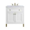 James Martin 305-V30-GW-3AF Chicago 30 Inch Glossy White Single Sink Vanity with 3 cm Arctic Fall Top