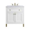 James Martin 305-V30-GW-3CAR Chicago 30 Inch Glossy White Single Sink Vanity with 3 cm Carrara Marble Top