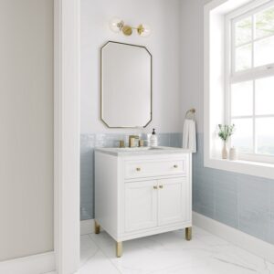 James Martin 305-V30-GW-3EJP Chicago 30 Inch Glossy White Single Sink Vanity with 3 cm Eternal Jasmine Pearl Top