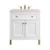 James Martin 305-V30-GW-3EMR Chicago 30 Inch Glossy White Single Sink Vanity with 3 cm Eternal Marfil Top