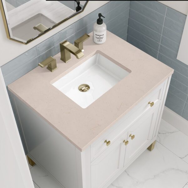 James Martin 305-V30-GW-3EMR Chicago 30 Inch Glossy White Single Sink Vanity with 3 cm Eternal Marfil Top