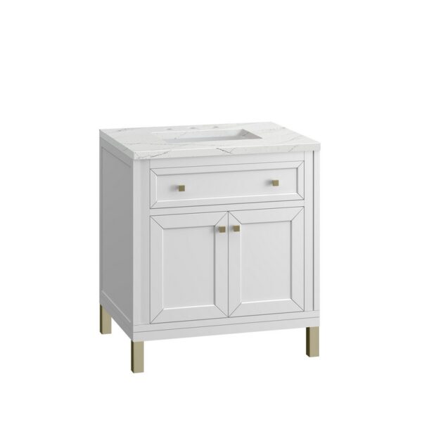 James Martin 305-V30-GW-3ENC Chicago 30 Inch Glossy White Single Sink Vanity with 3 cm Ethereal Noctis Top