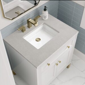 James Martin 305-V30-GW-3ESR Chicago 30 Inch Glossy White Single Sink Vanity with 3 cm Eternal Serena Top