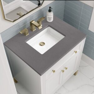 James Martin 305-V30-GW-3GEX Chicago 30 Inch Glossy White Single Sink Vanity with 3 cm Grey Expo Top