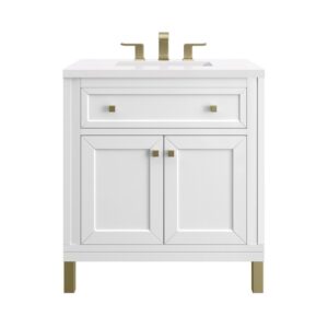 James Martin 305-V30-3WZ Chicago 30 Inch Single Vanity with 3cm White Zeus Quartz Top