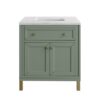 James Martin 305-V30-SC-3AF Chicago 30 Inch Smokey Celadon Single Sink Vanity with 3 cm Arctic Fall Top