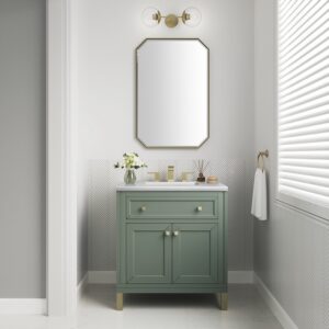 James Martin 305-V30-SC-3AF Chicago 30 Inch Smokey Celadon Single Sink Vanity with 3 cm Arctic Fall Top