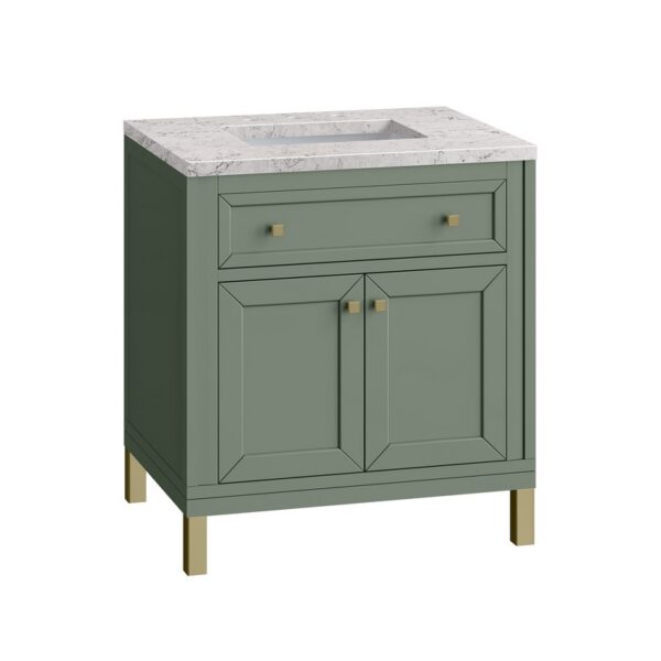 James Martin 305-V30-SC-3EJP Chicago 30 Inch Smokey Celadon Single Sink Vanity with 3 cm Eternal Jasmine Pearl Top