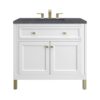 James Martin 305-V36-GW-3CSP Chicago 36 Inch Glossy White Single Sink Vanity with 3 cm Charcoal Soapstone Top