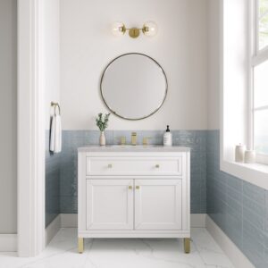 James Martin 305-V36-GW-3ESR Chicago 36 Inch Glossy White Single Sink Vanity with 3 cm Eternal Serena Top