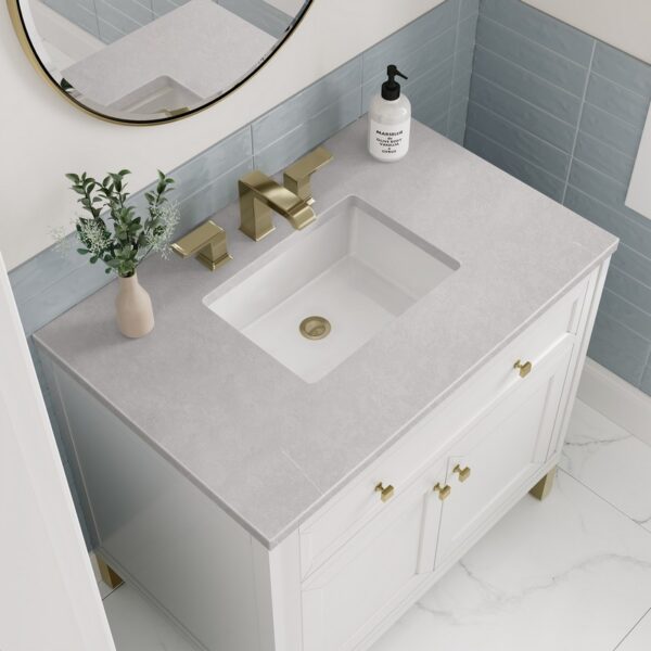 James Martin 305-V36-GW-3ESR Chicago 36 Inch Glossy White Single Sink Vanity with 3 cm Eternal Serena Top