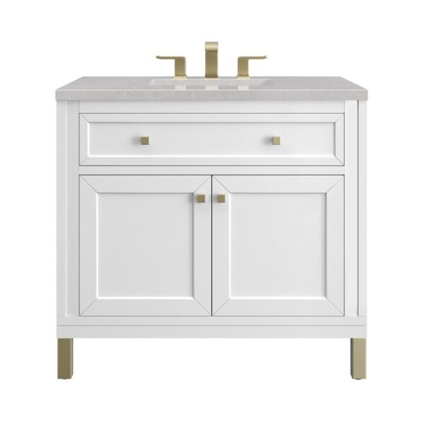 James Martin 305-V36-GW-3ESR Chicago 36 Inch Glossy White Single Sink Vanity with 3 cm Eternal Serena Top