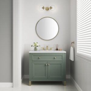 James Martin 305-V36-SC-3AF Chicago 36 Inch Smokey Celadon Single Sink Vanity with 3 cm Arctic Fall Top