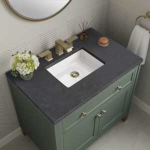 James Martin 305-V36-SC-3CSP Chicago 36 Inch Smokey Celadon Single Sink Vanity with 3 cm Charcoal Soapstone Top