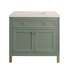 James Martin 305-V36-SC-3EMR Chicago 36 Inch Smokey Celadon Single Sink Vanity with 3 cm Eternal Marfil Top