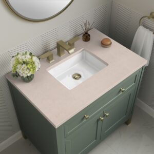 James Martin 305-V36-SC-3EMR Chicago 36 Inch Smokey Celadon Single Sink Vanity with 3 cm Eternal Marfil Top