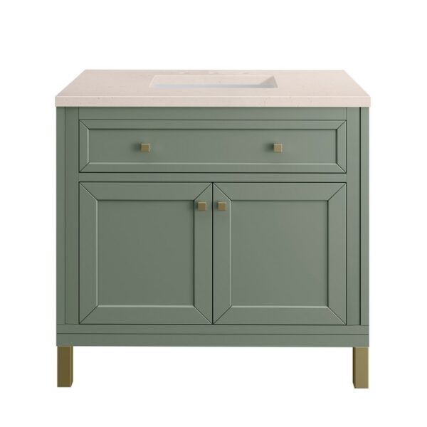 James Martin 305-V36-SC-3EMR Chicago 36 Inch Smokey Celadon Single Sink Vanity with 3 cm Eternal Marfil Top