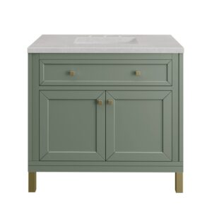 James Martin 305-V36-SC-3ESR Chicago 36 Inch Smokey Celadon Single Sink Vanity with 3 cm Eternal Serena Top