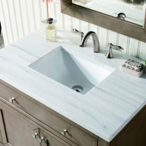 James Martin 305-V36-WWW-3AF Chicago 36 Inch Whitewashed Walnut Single Vanity with 3 cm Arctic Fall Solid Surface Top