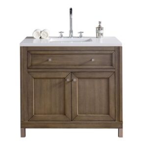 James Martin 305-V36-3WZ Chicago 36 Inch Single Vanity with 3cm White Zeus Quartz Top