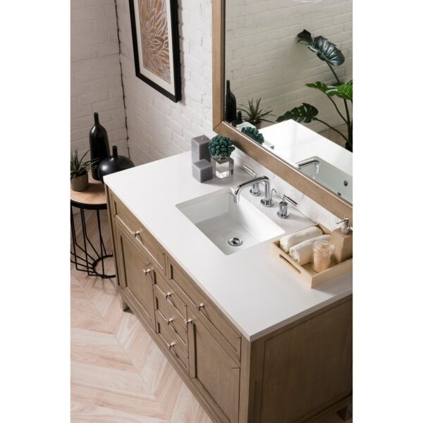 James Martin 305-V48-3WZ Chicago 48 Inch Single Vanity with 3cm White Zeus Quartz Top