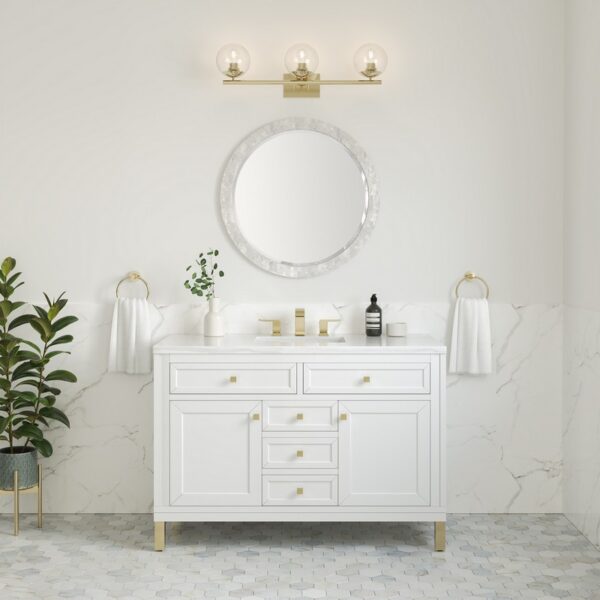 James Martin 305-V48-GW-3AF Chicago 48 Inch Glossy White Single Sink Vanity with 3 cm Arctic Fall Top