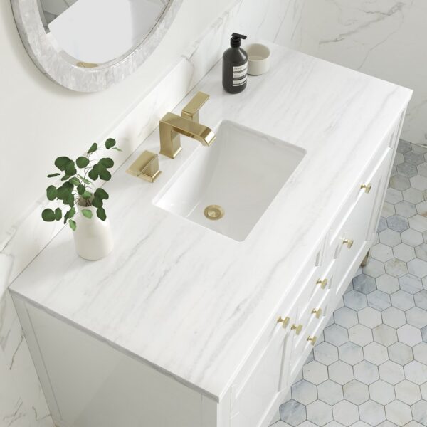 James Martin 305-V48-GW-3AF Chicago 48 Inch Glossy White Single Sink Vanity with 3 cm Arctic Fall Top