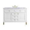 James Martin 305-V48-GW-3CAR Chicago 48 Inch Glossy White Single Sink Vanity with 3 cm Carrara Marble Top