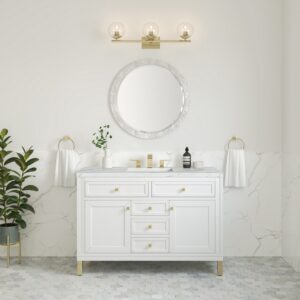 James Martin 305-V48-GW-3ENC Chicago 48 Inch Glossy White Single Sink Vanity with 3 cm Ethereal Noctis Top