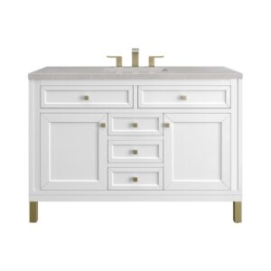 James Martin 305-V48-GW-3ESR Chicago 48 Inch Glossy White Single Sink Vanity with 3 cm Eternal Serena Top