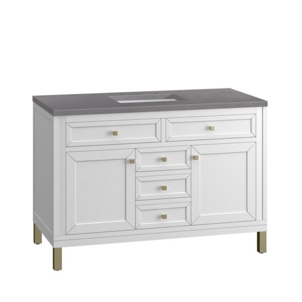 James Martin 305-V48-GW-3GEX Chicago 48 Inch Glossy White Single Sink Vanity with 3 cm Grey Expo Top