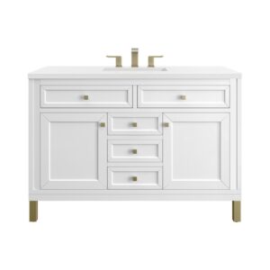 James Martin 305-V48-3WZ Chicago 48 Inch Single Vanity with 3cm White Zeus Quartz Top