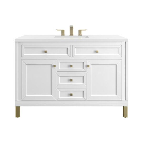 James Martin 305-V48-3WZ Chicago 48 Inch Single Vanity with 3cm White Zeus Quartz Top