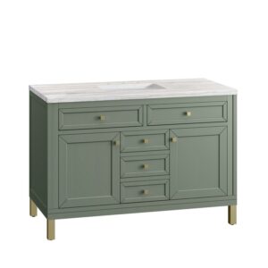 James Martin 305-V48-SC-3AF Chicago 48 Inch Smokey Celadon Single Sink Vanity with 3 cm Arctic Fall Top