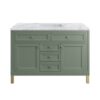 James Martin 305-V48-SC-3CAR Chicago 48 Inch Smokey Celadon Single Sink Vanity with 3 cm Carrara Marble Top