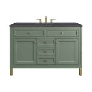 James Martin 305-V48-SC-3CSP Chicago 48 Inch Smokey Celadon Single Sink Vanity with 3 cm Charcoal Soapstone Top