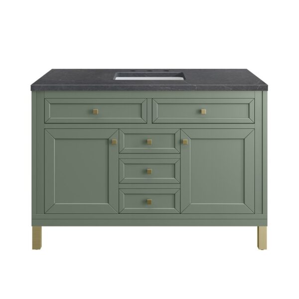 James Martin 305-V48-SC-3CSP Chicago 48 Inch Smokey Celadon Single Sink Vanity with 3 cm Charcoal Soapstone Top