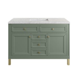 James Martin 305-V48-SC-3EJP Chicago 48 Inch Smokey Celadon Single Sink Vanity with 3 cm Eternal Jasmine Pearl Top