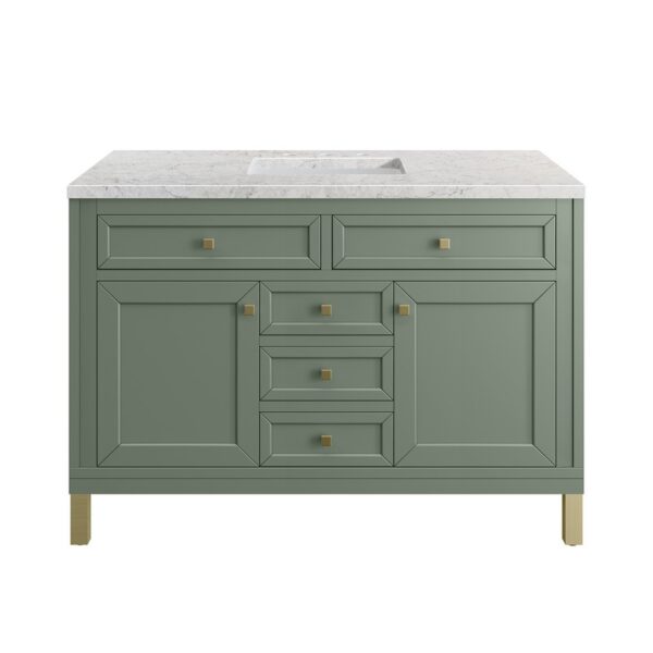 James Martin 305-V48-SC-3EJP Chicago 48 Inch Smokey Celadon Single Sink Vanity with 3 cm Eternal Jasmine Pearl Top