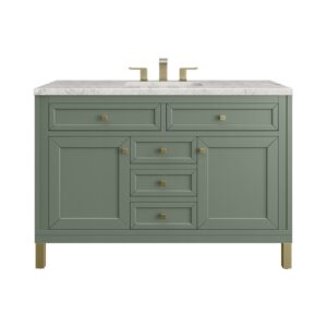 James Martin 305-V48-SC-3EJP Chicago 48 Inch Smokey Celadon Single Sink Vanity with 3 cm Eternal Jasmine Pearl Top