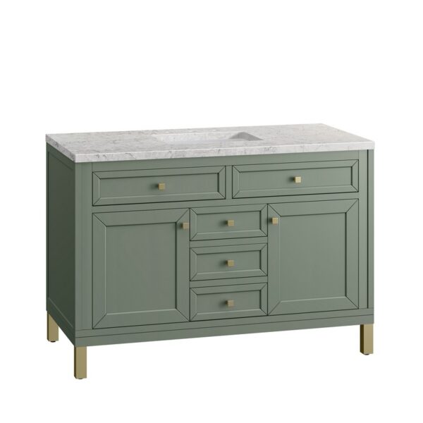 James Martin 305-V48-SC-3EJP Chicago 48 Inch Smokey Celadon Single Sink Vanity with 3 cm Eternal Jasmine Pearl Top