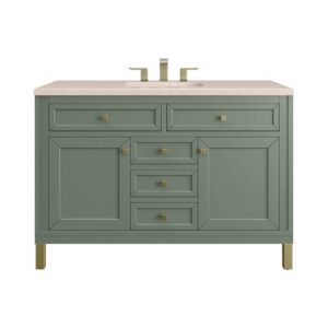 James Martin 305-V48-SC-3EMR Chicago 48 Inch Smokey Celadon Single Sink Vanity with 3 cm Eternal Marfil Top