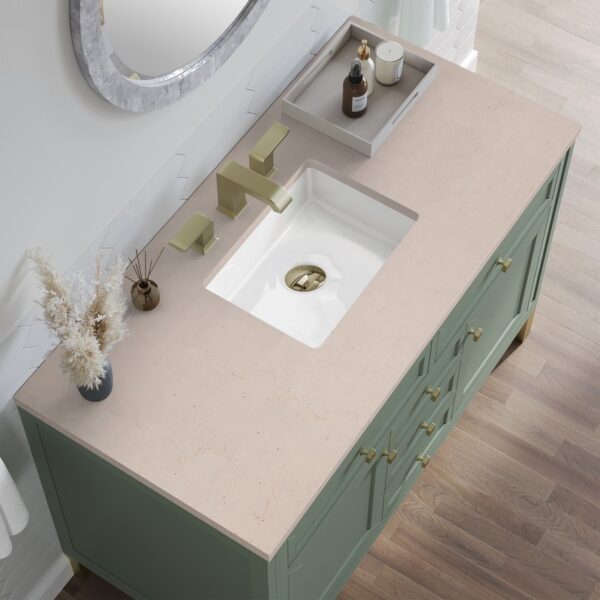 James Martin 305-V48-SC-3EMR Chicago 48 Inch Smokey Celadon Single Sink Vanity with 3 cm Eternal Marfil Top