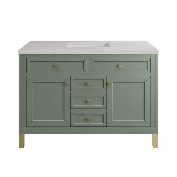 James Martin 305-V48-SC-3ESR Chicago 48 Inch Smokey Celadon Single Sink Vanity with 3 cm Eternal Serena Top